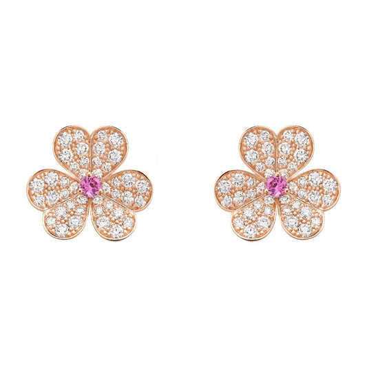 Pomuse FRIVOLE PINK GOLD FLOWER DIAMOND EARRINGS