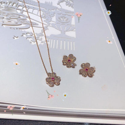 Pomuse FRIVOLE ROSE GOLD FLOWER DIAMOND NECKLACE