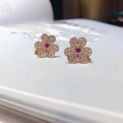 Pomuse FRIVOLE PINK GOLD FLOWER DIAMOND EARRINGS