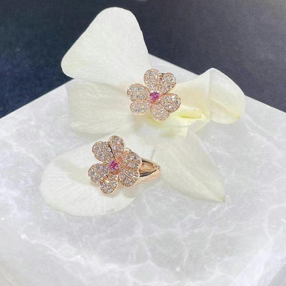 Pomuse FRIVOLE PINK GOLD FLOWER DIAMOND EARRINGS