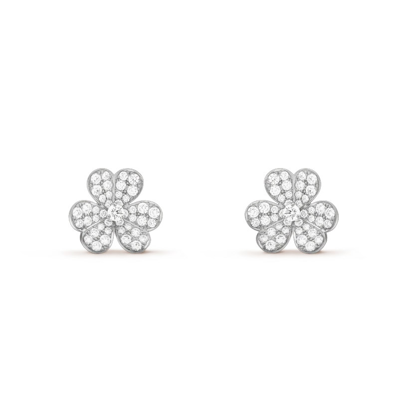 Pomuse FRIVOLE SILVER FLOWER DIAMOND EARRINGS