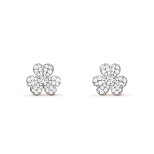 Pomuse FRIVOLE SILVER FLOWER DIAMOND EARRINGS