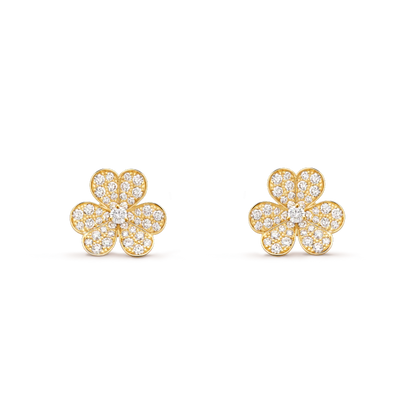 Pomuse FRIVOLE GOLD FLOWER DIAMOND EARRINGS