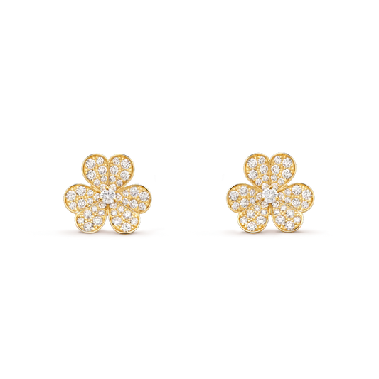 Pomuse FRIVOLE GOLD FLOWER DIAMOND EARRINGS