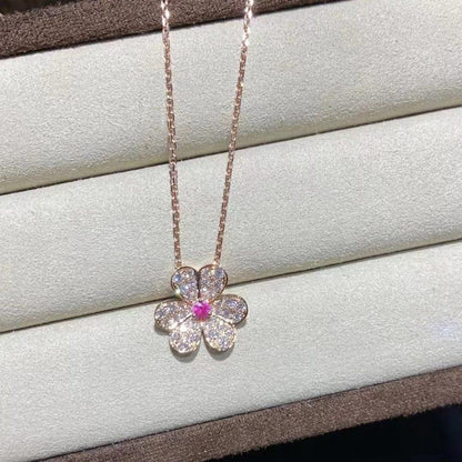 Pomuse FRIVOLE ROSE GOLD FLOWER DIAMOND NECKLACE
