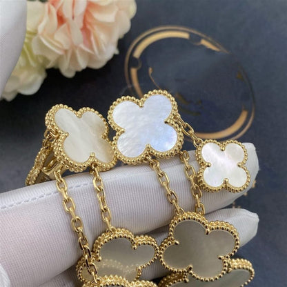 Pomuse CLOVER EARRINGS WHITE MOP 4 MOTIFS GOLD