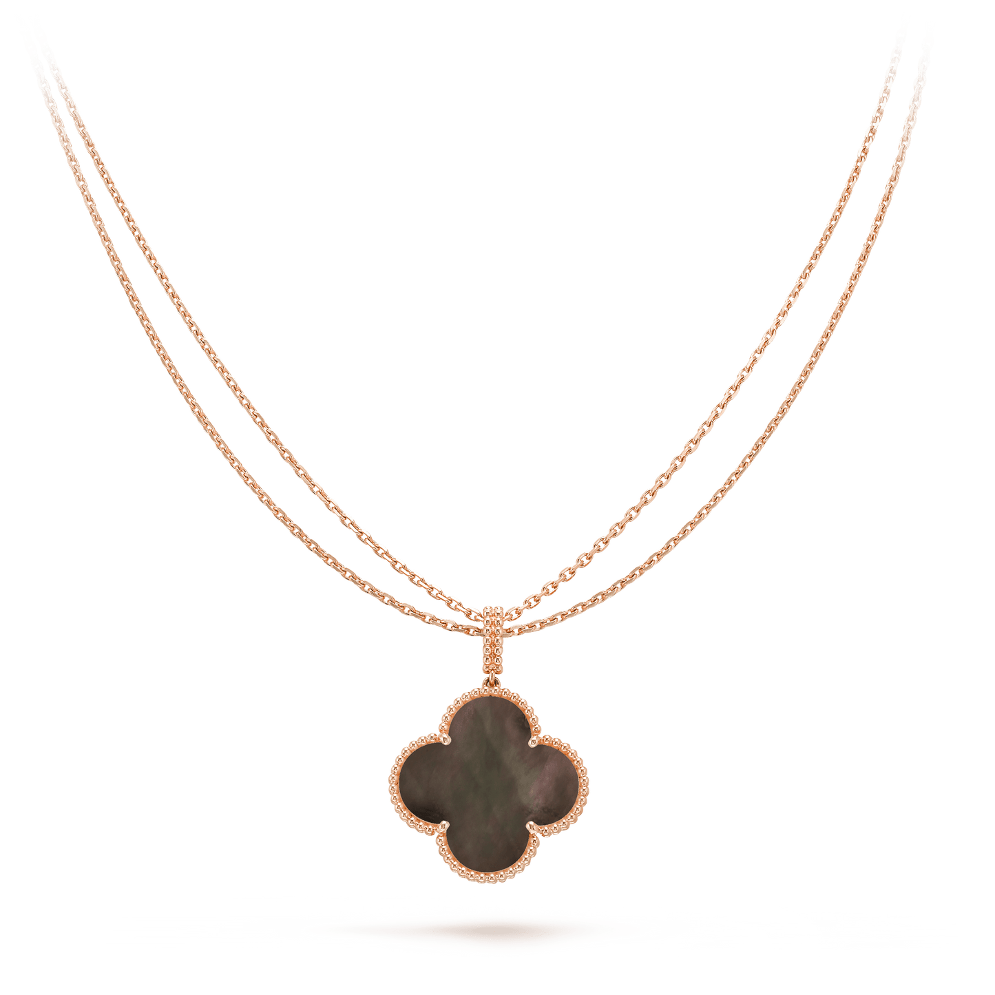 Pomuse CLOVER 25MM GOLD DARK MOP BIG CLOVER NECKLACE