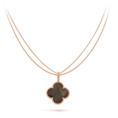 Pomuse CLOVER 25MM GOLD DARK MOP BIG CLOVER NECKLACE