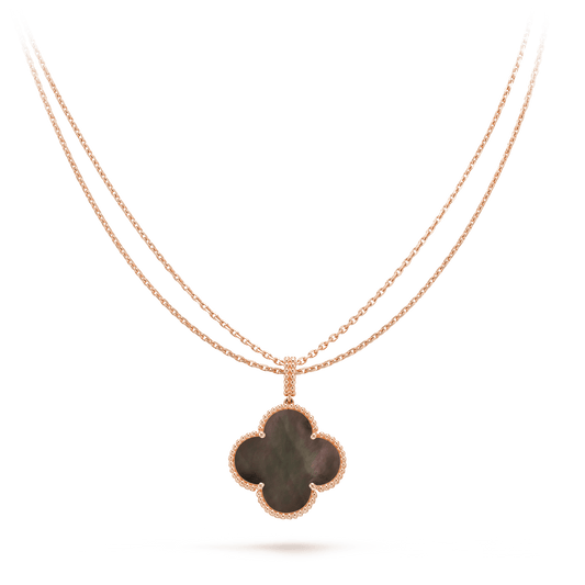 Pomuse CLOVER 25MM GOLD DARK MOP BIG CLOVER NECKLACE