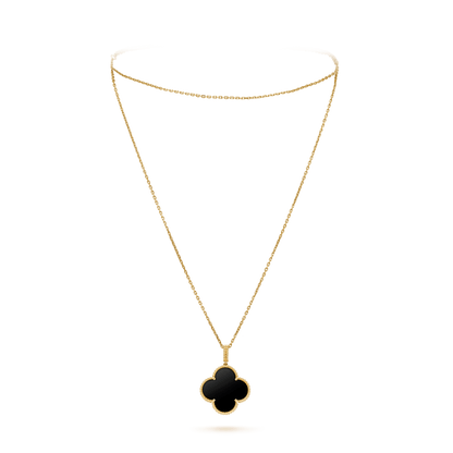 Pomuse CLOVER 25MM GOLD ONYX BIG CLOVER NECKLACE