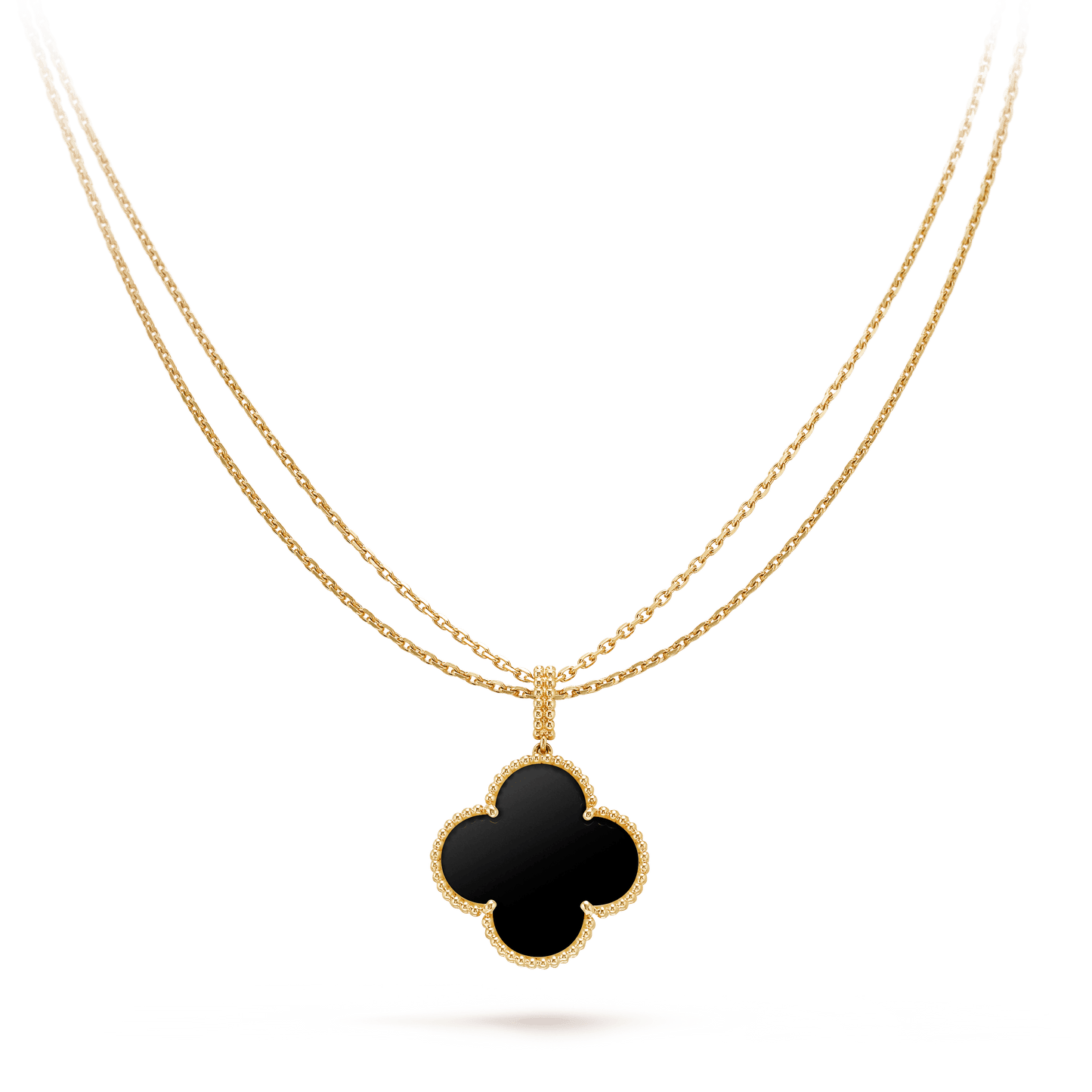Pomuse CLOVER 25MM GOLD ONYX BIG CLOVER NECKLACE