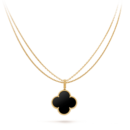 Pomuse CLOVER 25MM GOLD ONYX BIG CLOVER NECKLACE