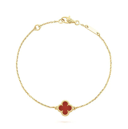 Pomuse CLOVER  CARNELIAN SINGLE FLOWER BRACELET