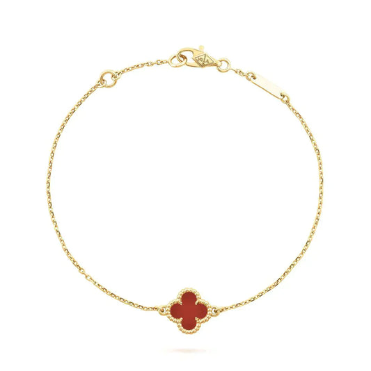 Pomuse CLOVER  CARNELIAN SINGLE FLOWER BRACELET