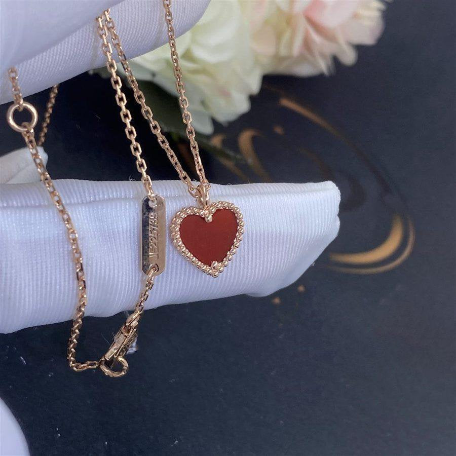 Pomuse SWEET CLOVER CARNELIAN HEART NECKLACE