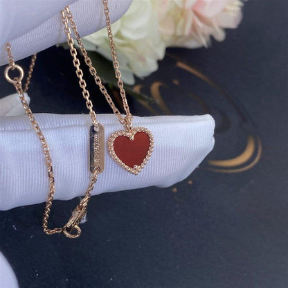 Pomuse SWEET CLOVER CARNELIAN HEART NECKLACE