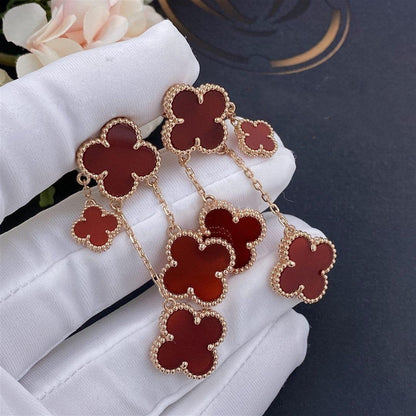 Pomuse CLOVER EARRINGS CARNELIAN 4 MOTIFS PINK GOLD