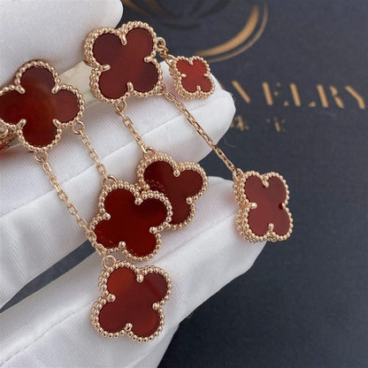 Pomuse CLOVER EARRINGS CARNELIAN 4 MOTIFS PINK GOLD