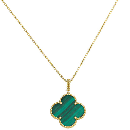Pomuse KLEEBLATT-HALSKETTE AUS MALACHIT-GOLD, 25 MM
