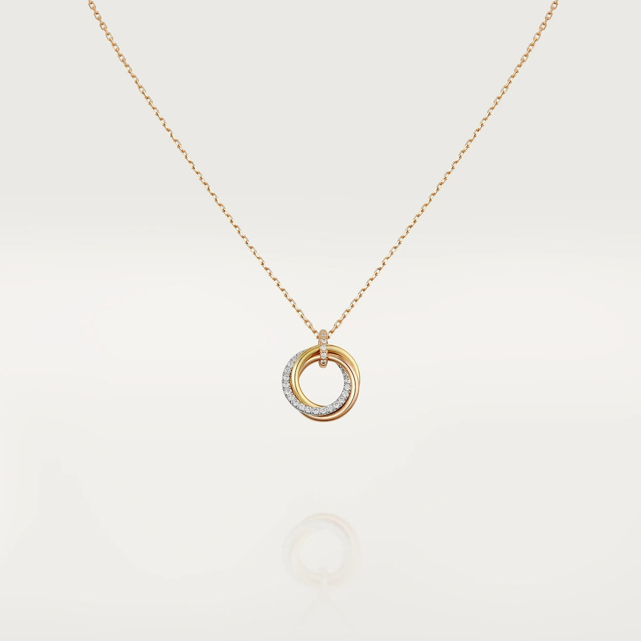 Pomuse TRINITY NECKLACE SILVER GOLD PINK GOLD DIAMONDS