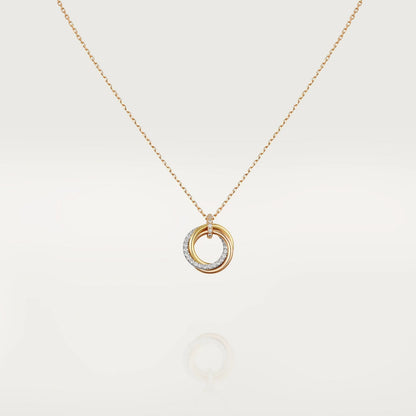 Pomuse TRINITY NECKLACE SILVER GOLD PINK GOLD DIAMONDS