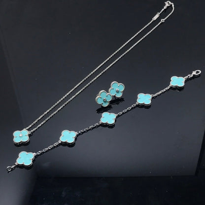 Pomuse CLOVER 1 DIAMOND BLUE SKY SILVER EARRINGS