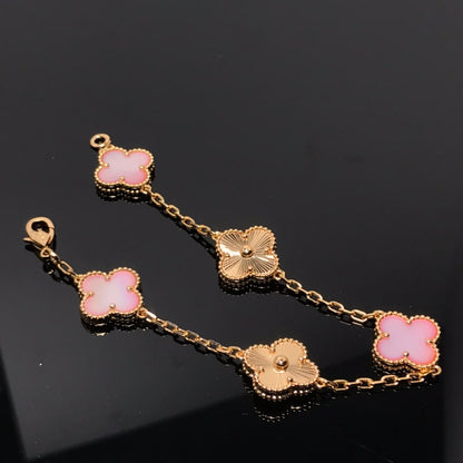 Pomuse CLOVER BRACELET 5 MOTIF PINK AND PINK GOLD