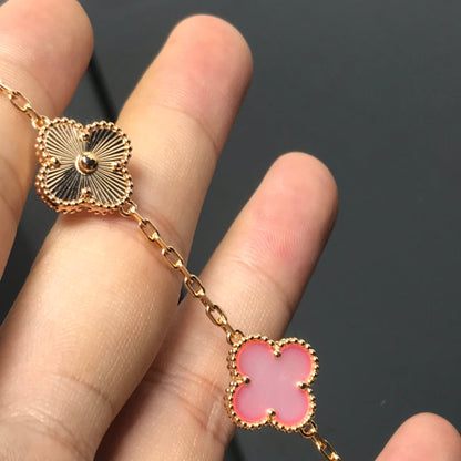 Pomuse CLOVER BRACELET 5 MOTIF PINK AND PINK GOLD