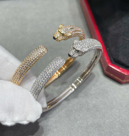 Pomuse PANTHERE OFFENES ARMBAND MIT VOLLEN DIAMANTEN