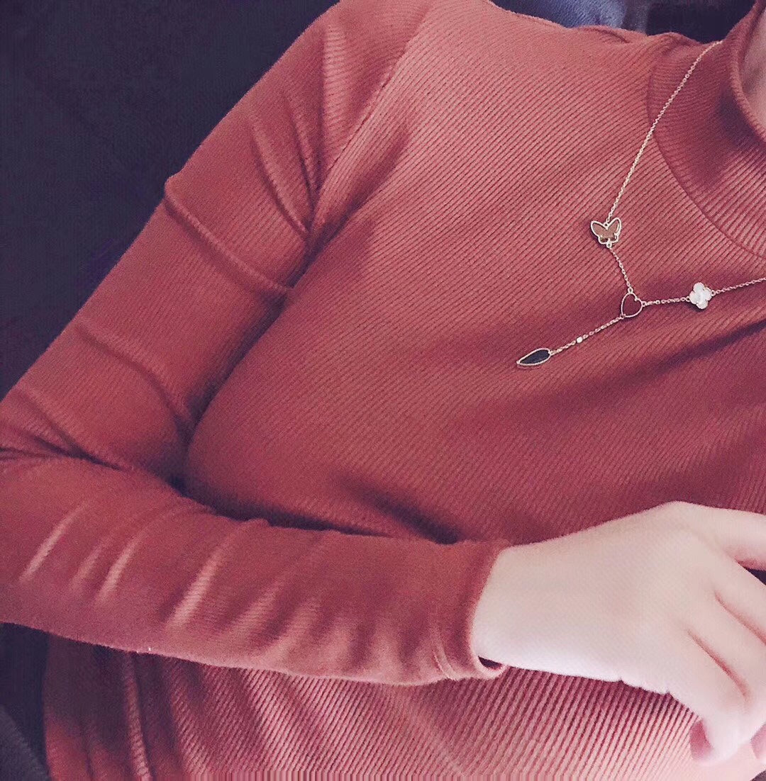 Pomuse LUCKY SPRING 4 MOTIFS ROSE GOLD NECKLACE