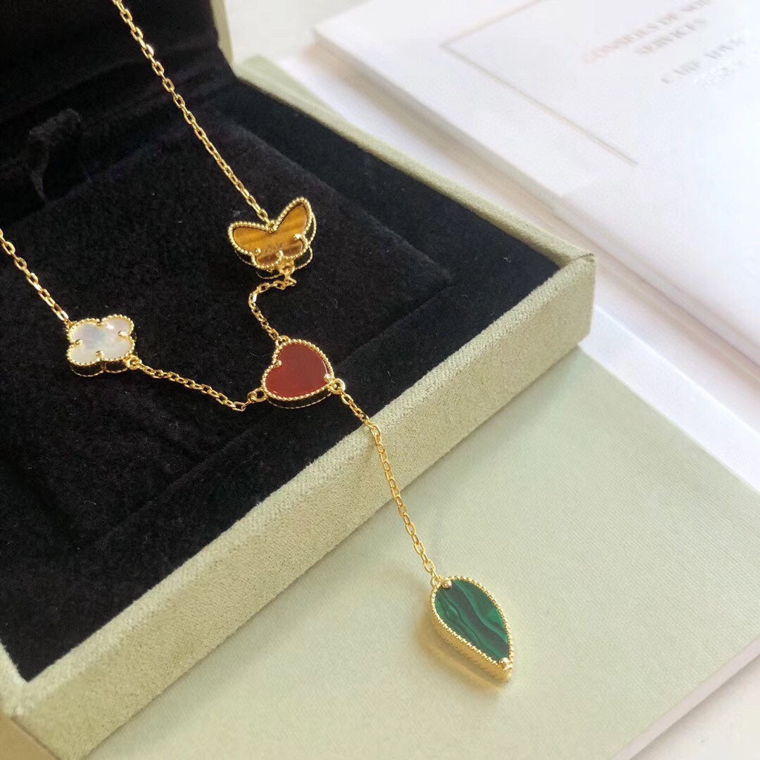 Pomuse LUCKY SPRING 4 MOTIFS ROSE GOLD NECKLACE