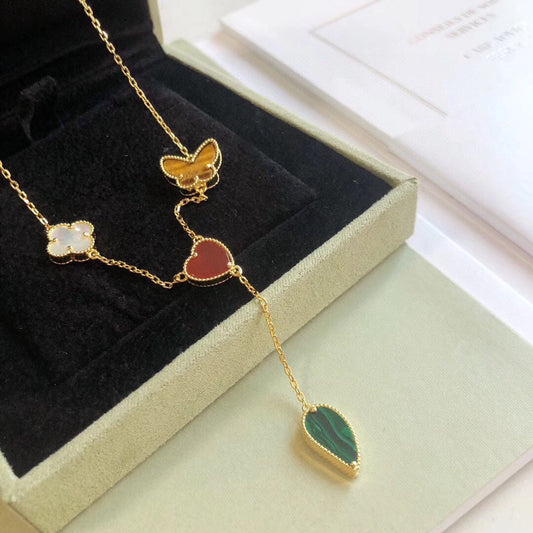 Pomuse LUCKY SPRING 4 MOTIFS ROSE GOLD NECKLACE