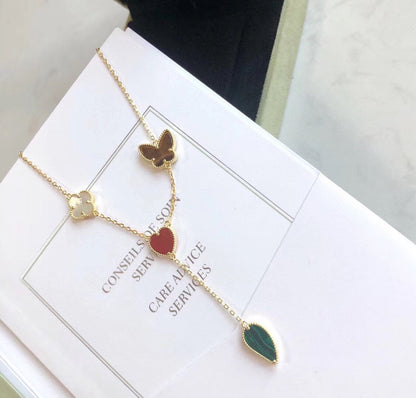 Pomuse LUCKY SPRING 4 MOTIFS ROSE GOLD NECKLACE