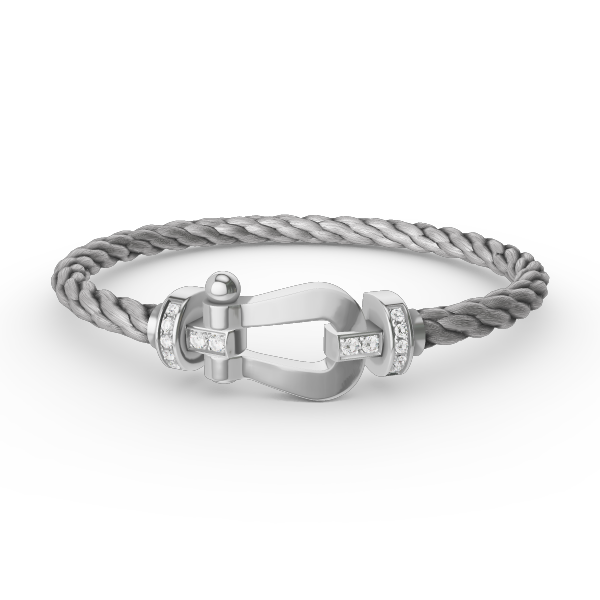 Pomuse FORCE LARGE HORSESHOE HALF DIAMOND BRACELET SILVER