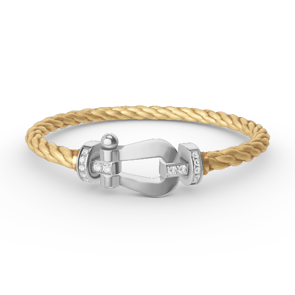 Pomuse FORCE LARGE HORSESHOE HALF DIAMOND BRACELET SILVER