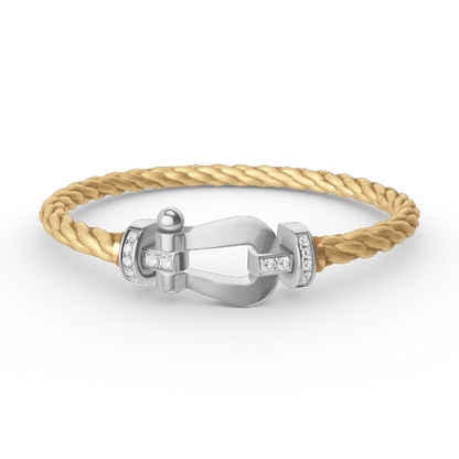 Pomuse FORCE LARGE HORSESHOE HALF DIAMOND BRACELET SILVER