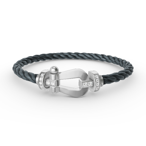 Pomuse FORCE LARGE HORSESHOE HALF DIAMOND BRACELET SILVER