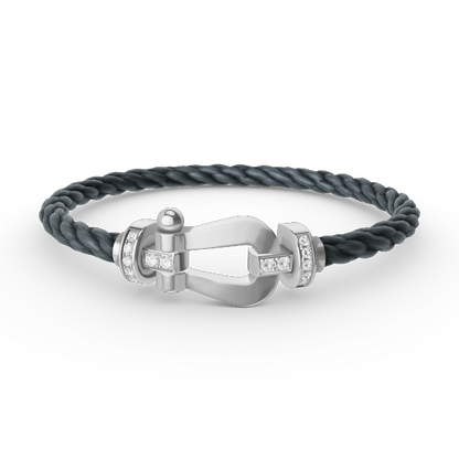 Pomuse FORCE LARGE HORSESHOE HALF DIAMOND BRACELET SILVER