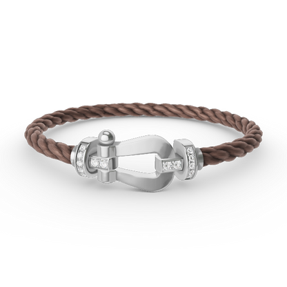 Pomuse FORCE LARGE HORSESHOE HALF DIAMOND BRACELET SILVER