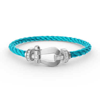Pomuse FORCE LARGE HORSESHOE HALF DIAMOND BRACELET SILVER