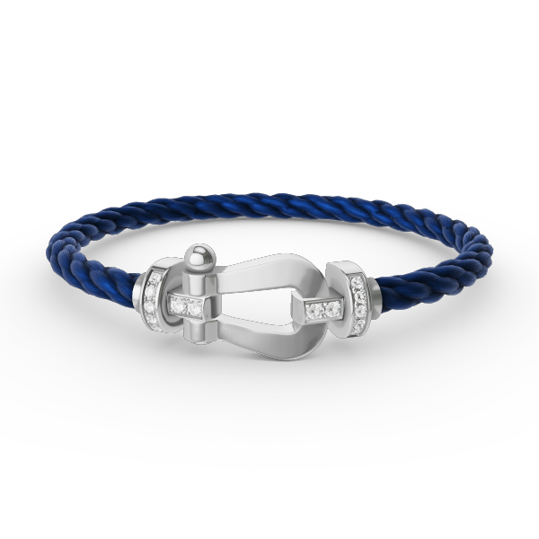 Pomuse FORCE LARGE HORSESHOE HALF DIAMOND BRACELET SILVER