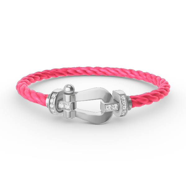 Pomuse FORCE LARGE HORSESHOE HALF DIAMOND BRACELET SILVER