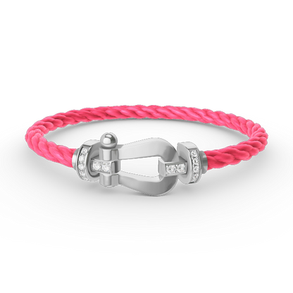 Pomuse FORCE LARGE HORSESHOE HALF DIAMOND BRACELET SILVER
