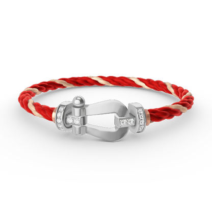 Pomuse FORCE LARGE HORSESHOE HALF DIAMOND BRACELET SILVER