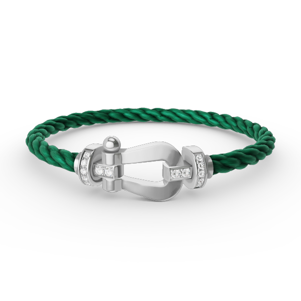 Pomuse FORCE LARGE HORSESHOE HALF DIAMOND BRACELET SILVER