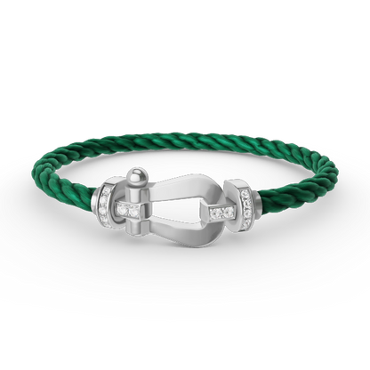 Pomuse FORCE LARGE HORSESHOE HALF DIAMOND BRACELET SILVER
