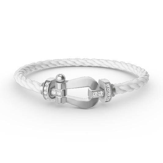 Pomuse FORCE LARGE HORSESHOE HALF DIAMOND BRACELET SILVER