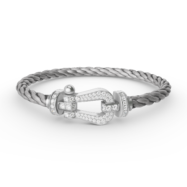 Pomuse FORCE LARGE HORSESHOE FULL DIAMOND BRACELET SILVER