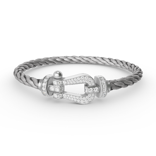 Pomuse FORCE LARGE HORSESHOE FULL DIAMOND BRACELET SILVER
