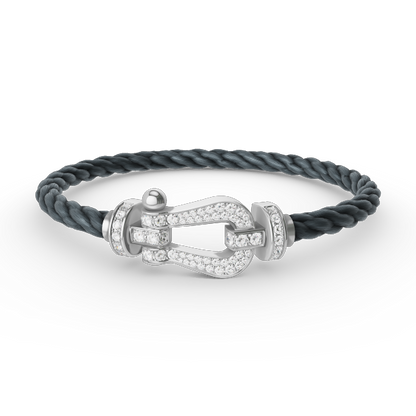 Pomuse FORCE LARGE HORSESHOE FULL DIAMOND BRACELET SILVER